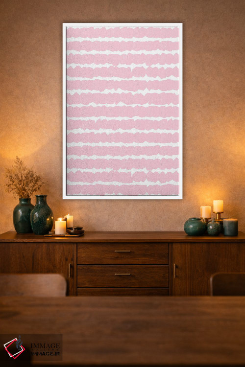 تابلو انتزاعی خطوط هندسی صورتی اثر نینولا دیزاین - D1W