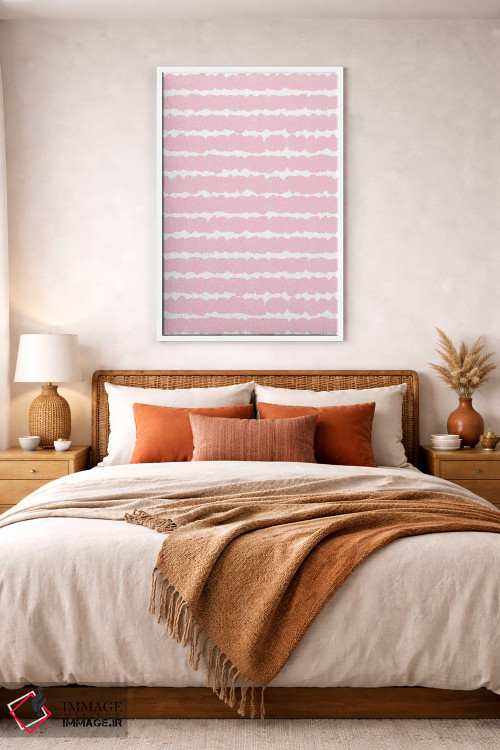 تابلو انتزاعی خطوط هندسی صورتی اثر نینولا دیزاین - D2W