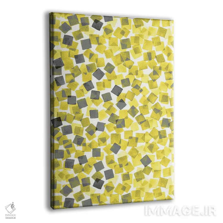 تابلو انتزاعی کاغذ رنگی زرد درخشان اثر نینولا دیزاین - نمای پرسپکتیو محصول