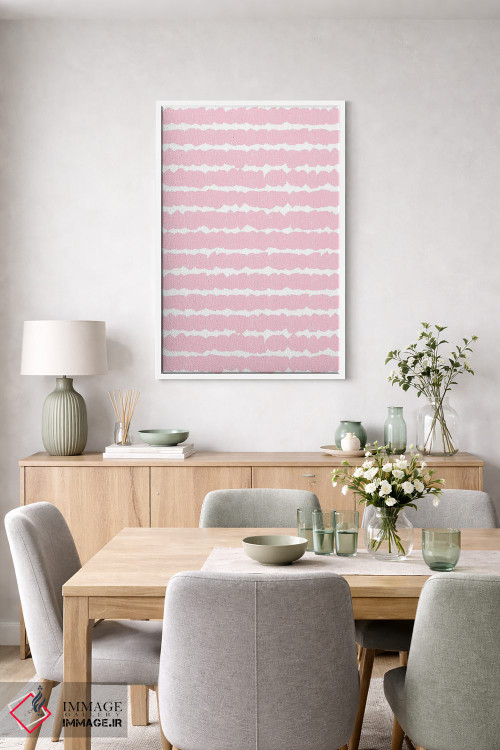 تابلو انتزاعی خطوط هندسی صورتی اثر نینولا دیزاین - D6W