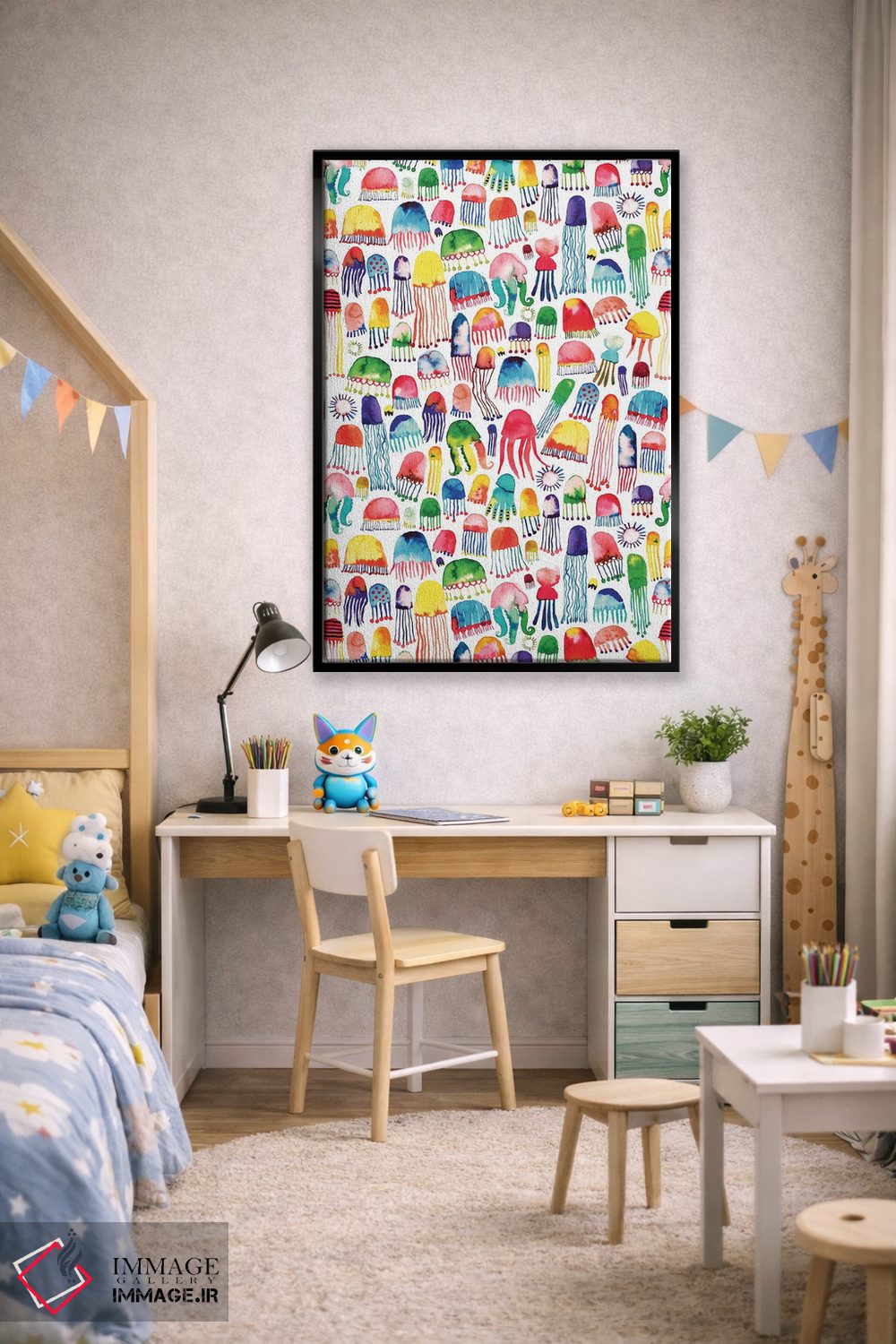 تابلو دکوراتیو عروس دریایی آبرنگی اثر نینولا دیزاین - D2B