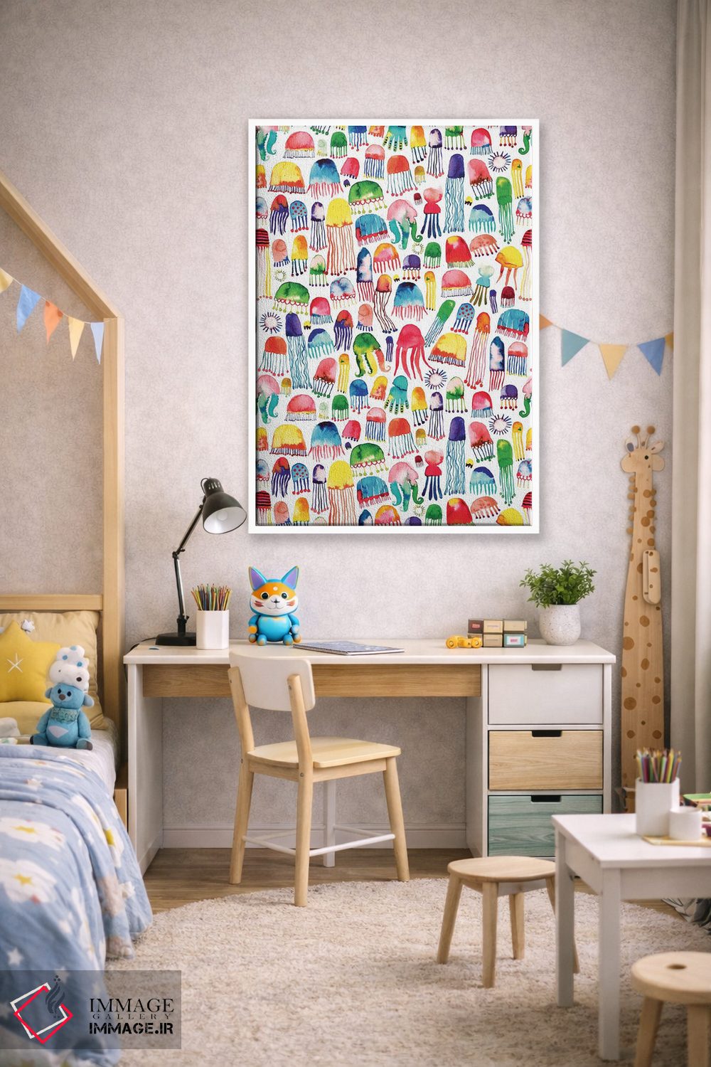 تابلو دکوراتیو عروس دریایی آبرنگی اثر نینولا دیزاین - D1W