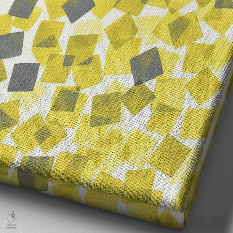 تابلو انتزاعی کاغذ رنگی زرد درخشان اثر نینولا دیزاین - نمای نزدیک بافت بوم