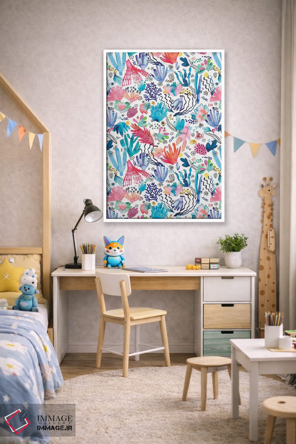 تابلو دکوراتیو صخره مرجانی آبرنگی چندرنگ اثر نینولا دیزاین - D1W