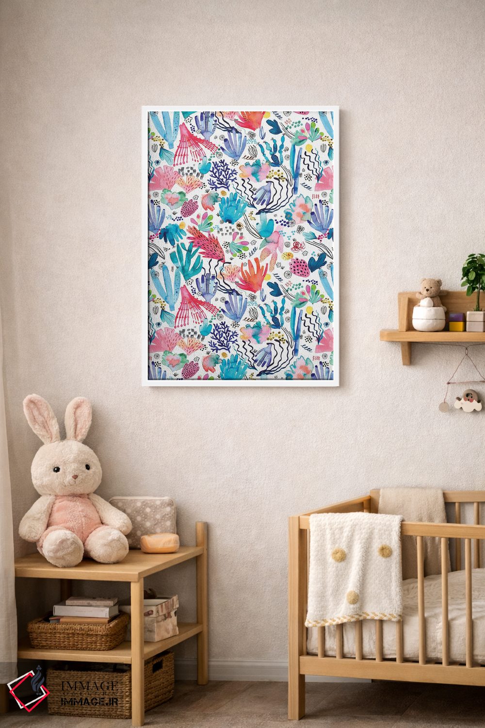 تابلو دکوراتیو صخره مرجانی آبرنگی چندرنگ اثر نینولا دیزاین - D3W