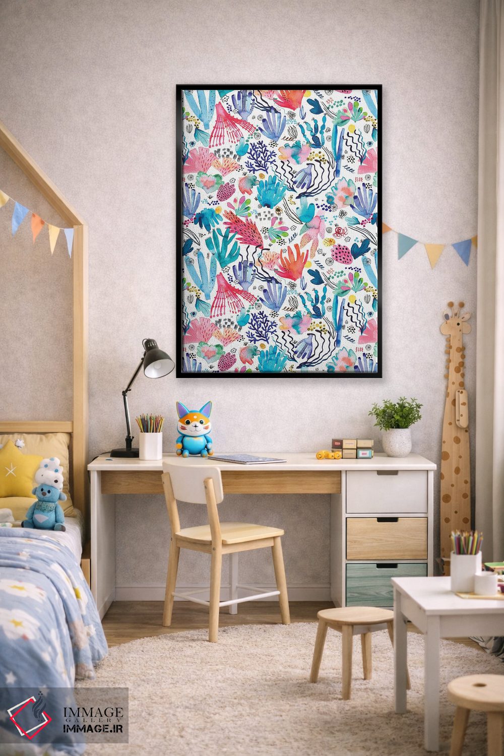 تابلو دکوراتیو صخره مرجانی آبرنگی چندرنگ اثر نینولا دیزاین - D2B