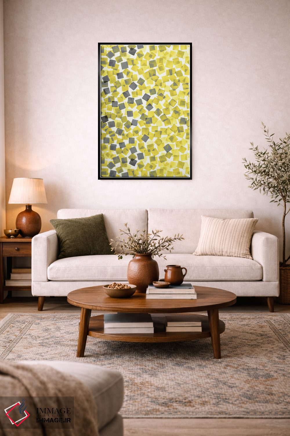 تابلو انتزاعی کاغذ رنگی زرد درخشان اثر نینولا دیزاین - D3B