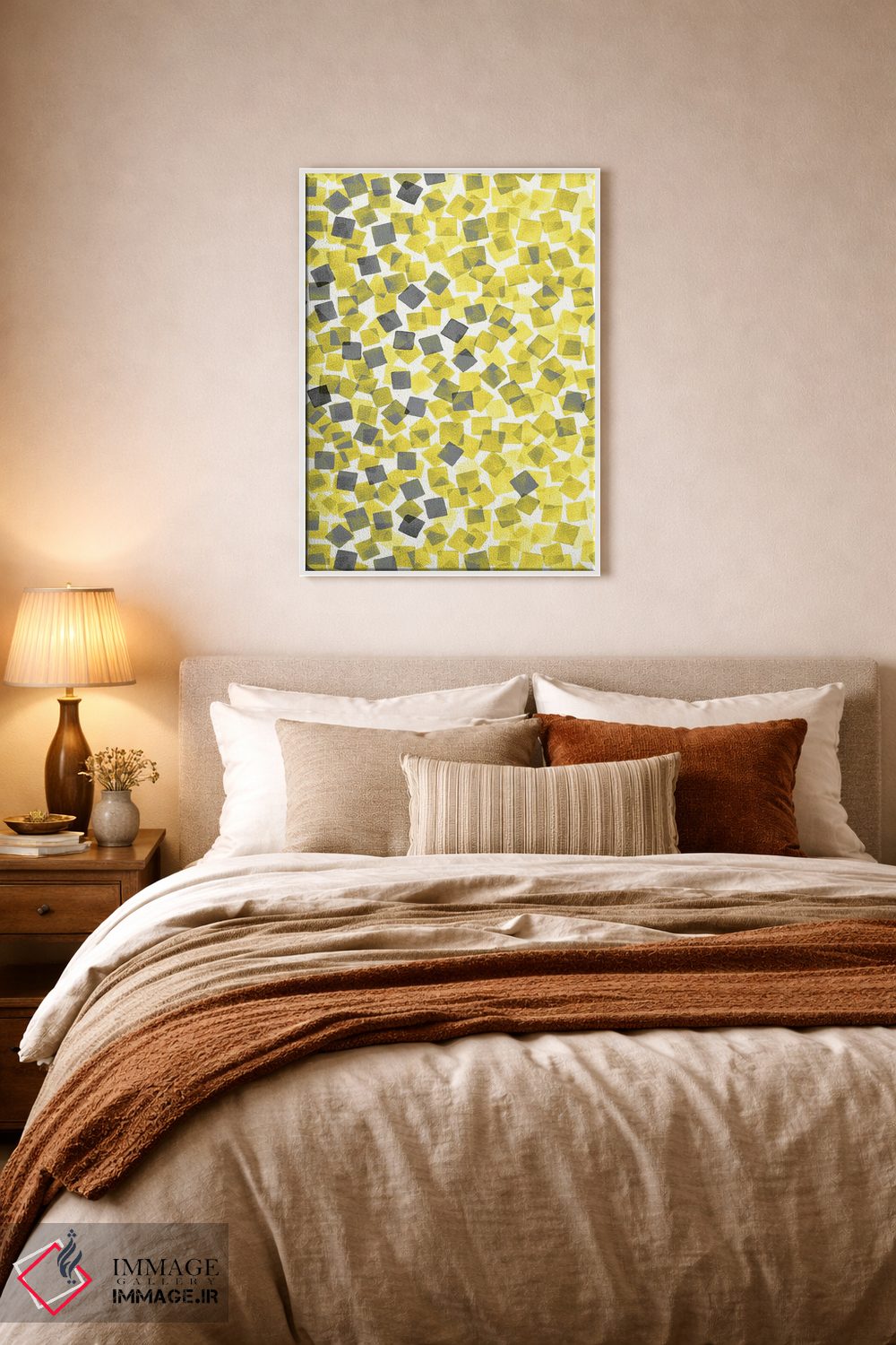 تابلو انتزاعی کاغذ رنگی زرد درخشان اثر نینولا دیزاین - D5W