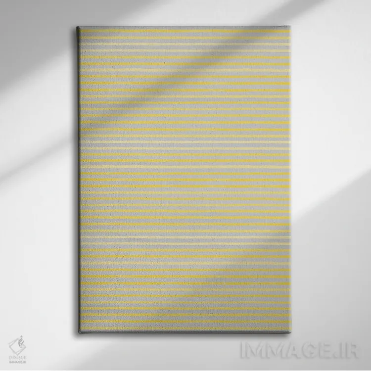 تابلو انتزاعی خطوط ماژیکی زرد درخشان اثر نینولا دیزاین - نمای روبهرو روی دیوار