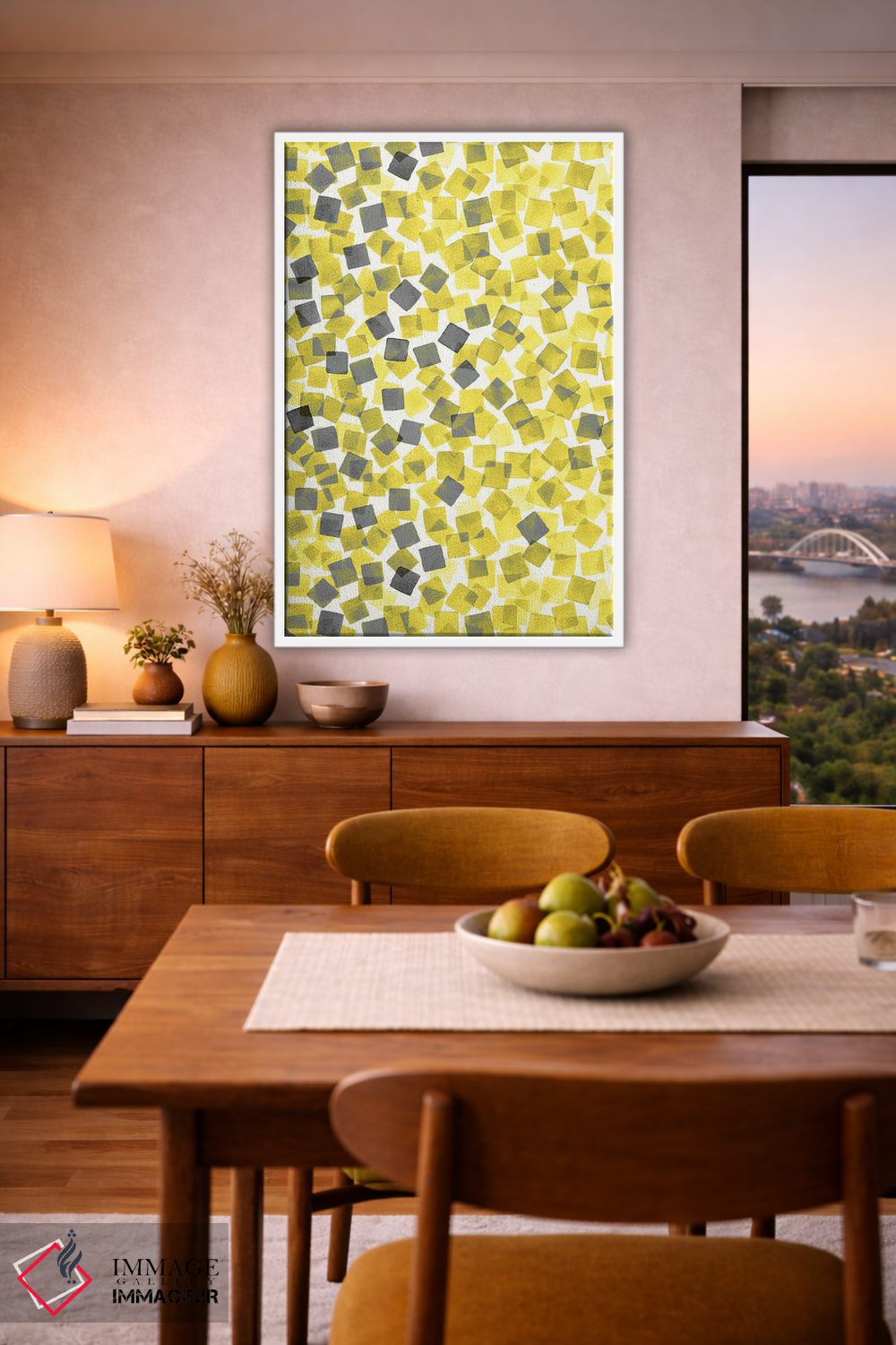 تابلو انتزاعی کاغذ رنگی زرد درخشان اثر نینولا دیزاین - D6W