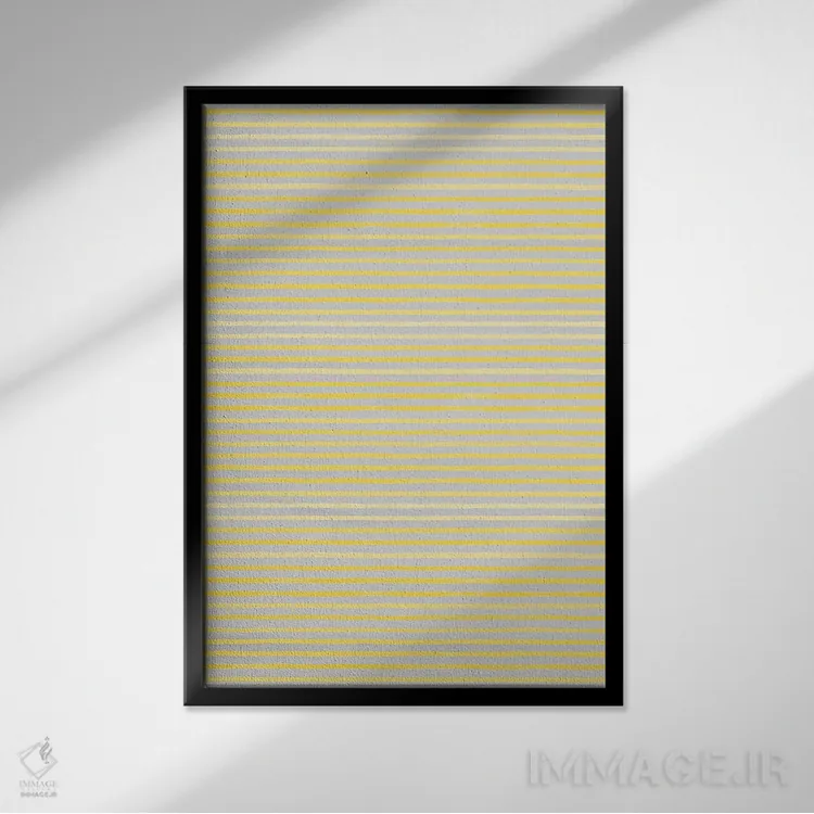 تابلو انتزاعی خطوط ماژیکی زرد درخشان اثر نینولا دیزاین - نمای قابدار مشکی