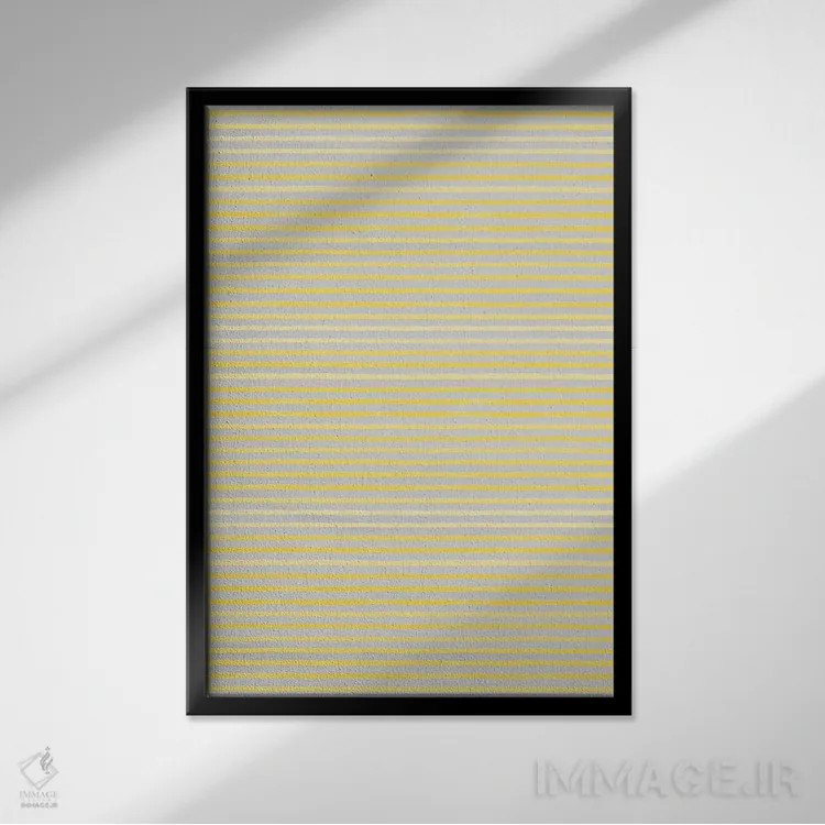 تابلو انتزاعی خطوط ماژیکی زرد درخشان اثر نینولا دیزاین - نمای قابدار مشکی