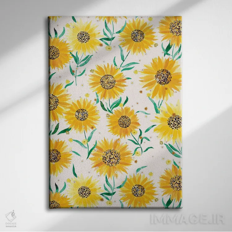 تابلو دکوراتیو آفتابگردان های گل دار تابستانی و صمیمی اثر نینولا دیزاین - نمای روبهرو روی دیوار