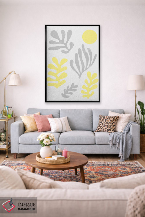 تابلو انتزاعی برگ های ماتیس زرد درخشان اثر نینولا دیزاین - D1B