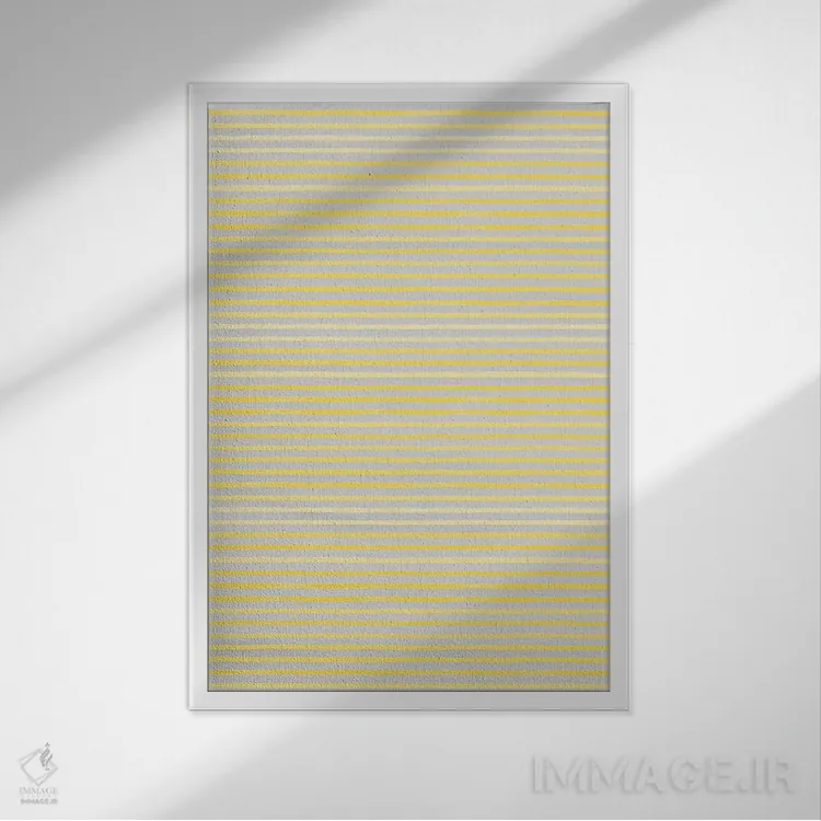 تابلو انتزاعی خطوط ماژیکی زرد درخشان اثر نینولا دیزاین - نمای قابدار سفید