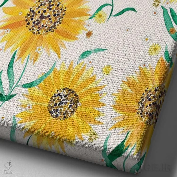 تابلو دکوراتیو آفتابگردان های گل دار تابستانی و صمیمی اثر نینولا دیزاین - نمای نزدیک بافت بوم