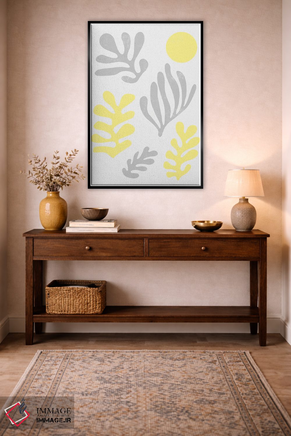 تابلو انتزاعی برگ های ماتیس زرد درخشان اثر نینولا دیزاین - D4B