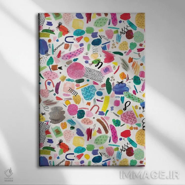 تابلو انتزاعی نشانه های انتزاعی و خط خطی ها اثر نینولا دیزاین - نمای روبهرو روی دیوار