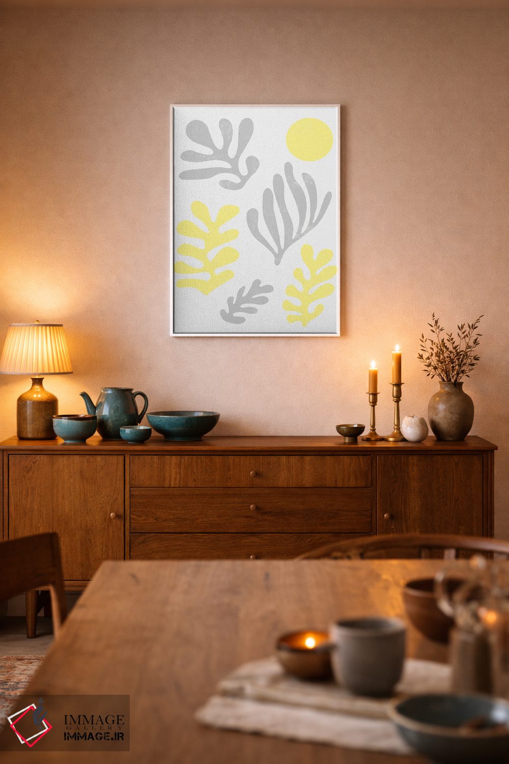 تابلو انتزاعی برگ های ماتیس زرد درخشان اثر نینولا دیزاین - D6W