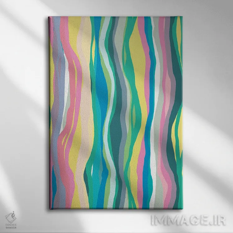 تابلو انتزاعی برش های عقیق رنگی اثر نینولا دیزاین - نمای روبهرو روی دیوار