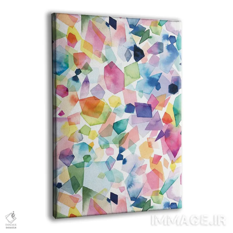 تابلو انتزاعی بلورها و عقیق ها و سنگ های قیمتی آبرنگی اثر نینولا دیزاین - نمای پرسپکتیو محصول