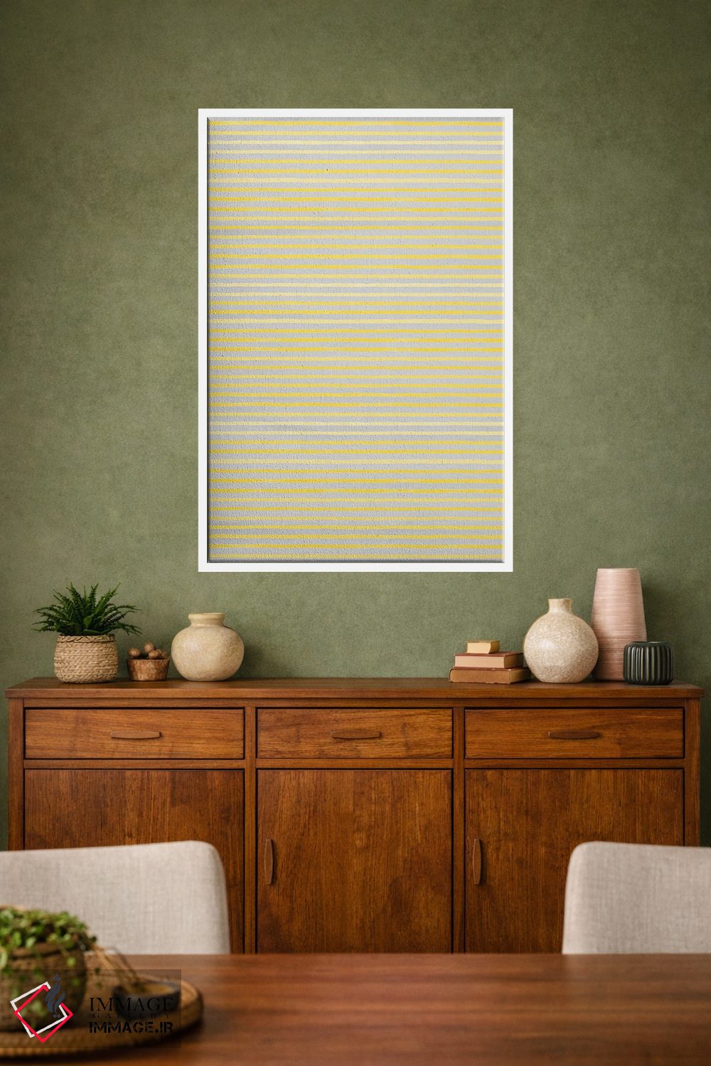 تابلو انتزاعی خطوط ماژیکی زرد درخشان اثر نینولا دیزاین - D1W