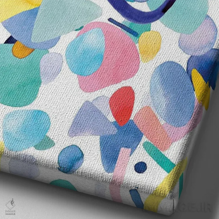 تابلو انتزاعی اشکال هندسی ارگانیک و انتزاعی اثر نینولا دیزاین - نمای نزدیک بافت بوم