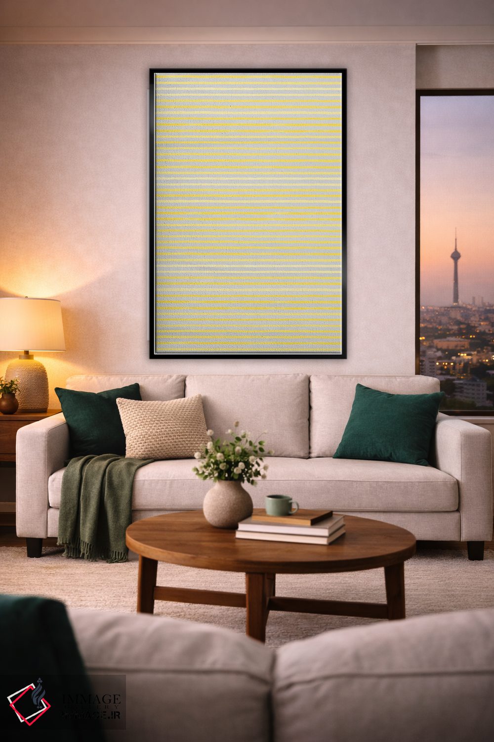 تابلو انتزاعی خطوط ماژیکی زرد درخشان اثر نینولا دیزاین - D2B