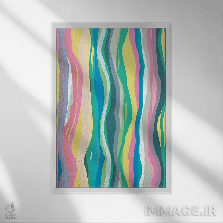 تابلو انتزاعی برش های عقیق رنگی اثر نینولا دیزاین - نمای قابدار سفید