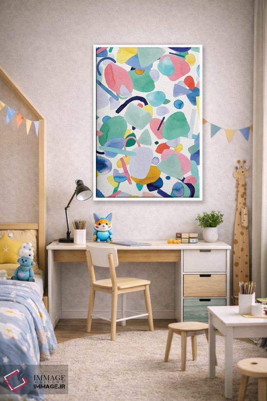تابلو انتزاعی هندسه انتزاعی و اشکال ارگانیک اثر نینولا دیزاین - D1W