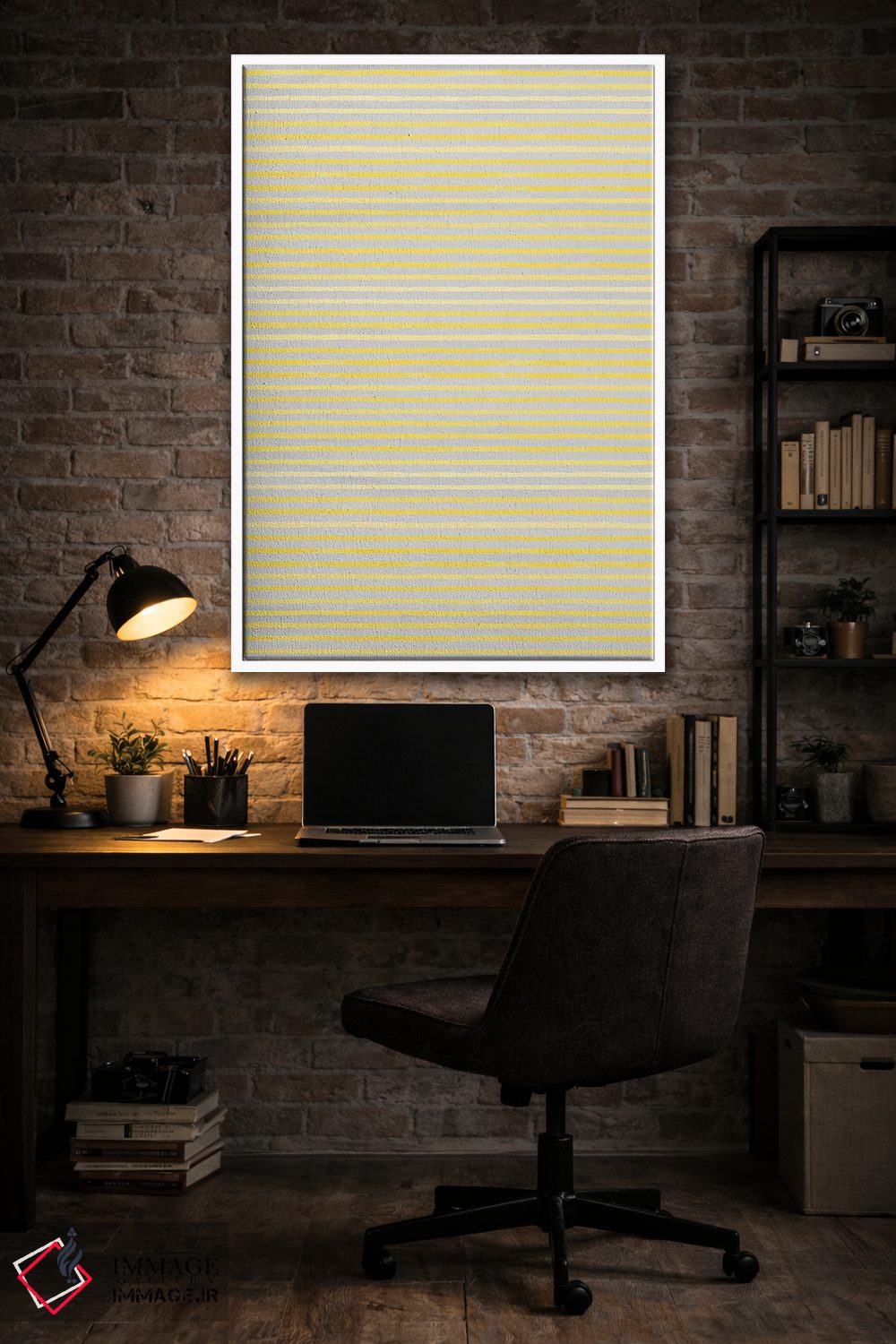 تابلو انتزاعی خطوط ماژیکی زرد درخشان اثر نینولا دیزاین - D4W