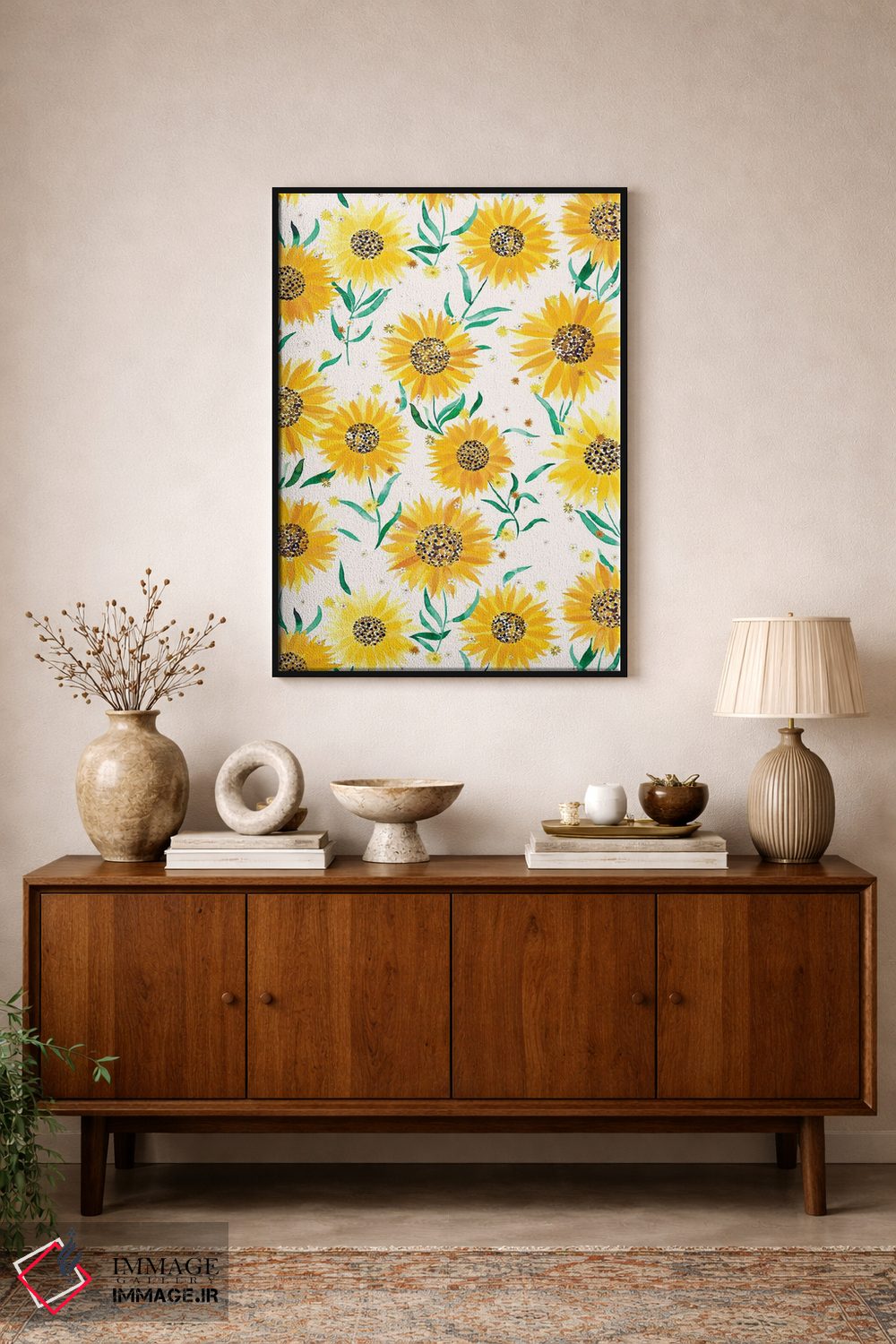 تابلو دکوراتیو آفتابگردان های گل دار تابستانی و صمیمی اثر نینولا دیزاین - D2B