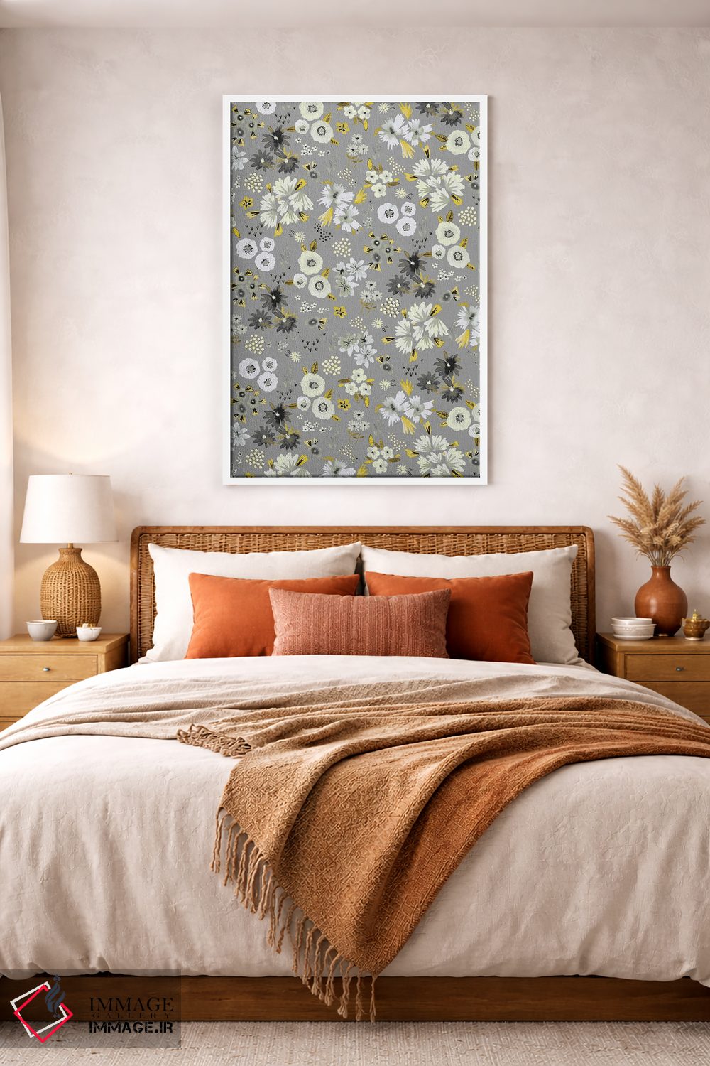 تابلو انتزاعی گل های کوچک خاکستری نهایی اثر نینولا دیزاین - D3W