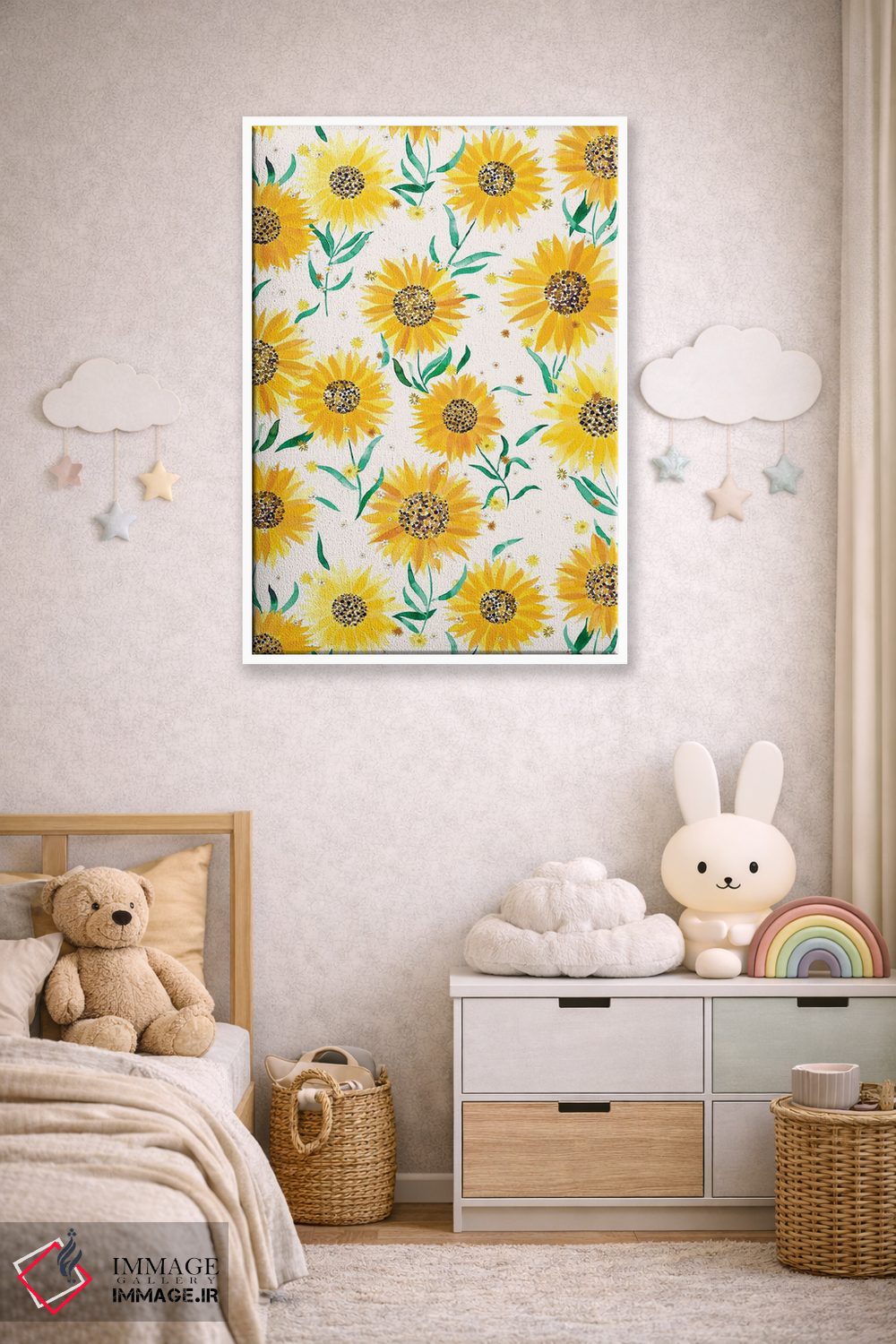 تابلو دکوراتیو آفتابگردان های گل دار تابستانی و صمیمی اثر نینولا دیزاین - D5W