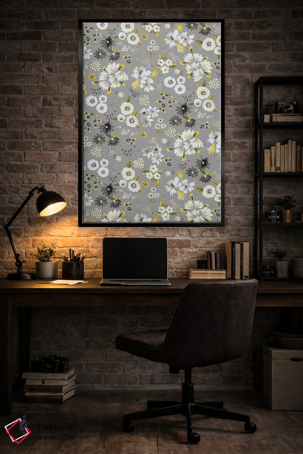 تابلو انتزاعی گل های کوچک خاکستری نهایی اثر نینولا دیزاین - D5B
