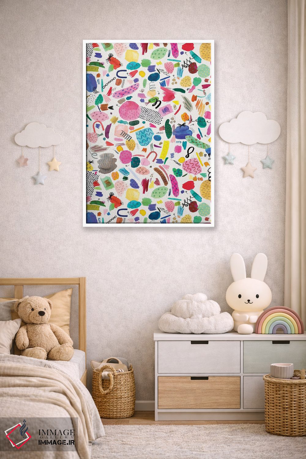 تابلو انتزاعی نشانه های انتزاعی و خط خطی ها اثر نینولا دیزاین - D4W