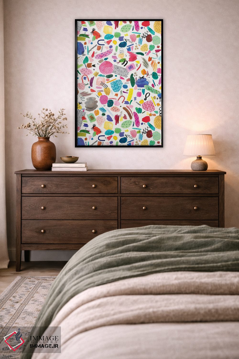 تابلو انتزاعی نشانه های انتزاعی و خط خطی ها اثر نینولا دیزاین - D5B