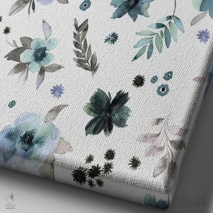 تابلو دکوراتیو گل های روستایی آبی مراقبت از روح اثر نینولا دیزاین - نمای نزدیک بافت بوم