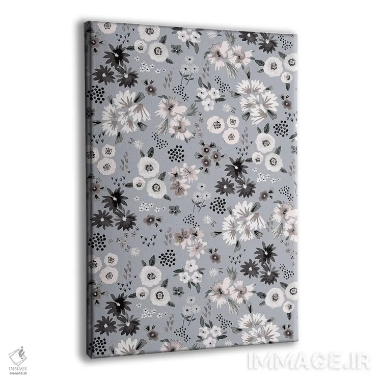 تابلو دکوراتیو گل های کوچک بژ و خاکستری اثر نینولا دیزاین - نمای پرسپکتیو محصول