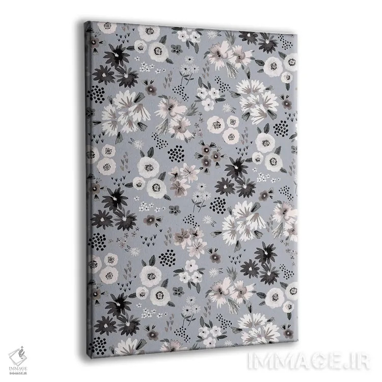 تابلو دکوراتیو گل های کوچک بژ و خاکستری اثر نینولا دیزاین - نمای پرسپکتیو محصول