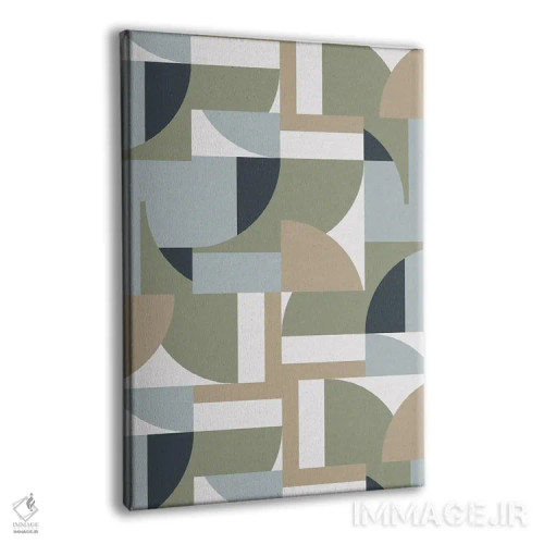تابلو انتزاعی چندضلعی های بژ سبک باوهاوس آینده نگر اثر نینولا دیزاین - نمای پرسپکتیو محصول