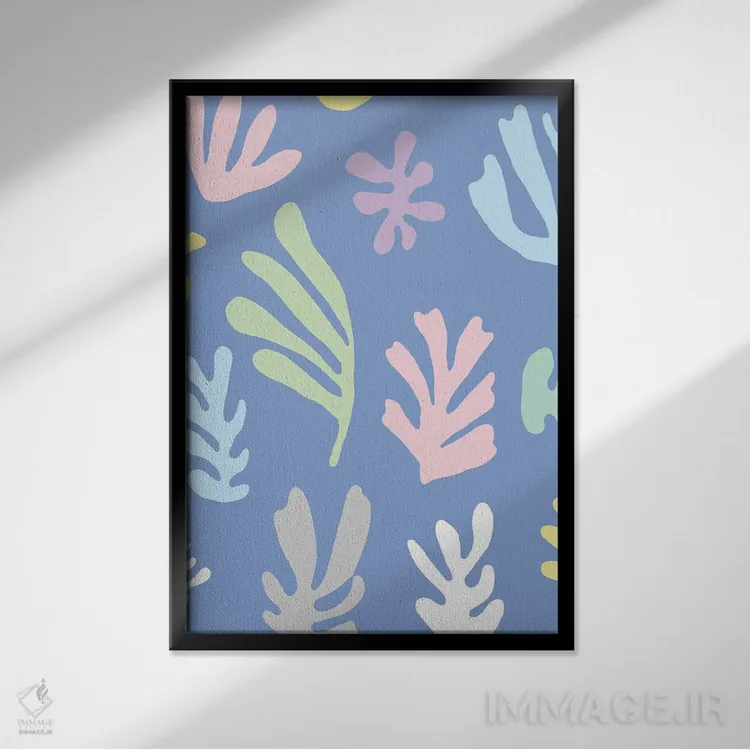 تابلو مدرن برگ های رنگی ماتیس اثر نینولا دیزاین - نمای قابدار مشکی