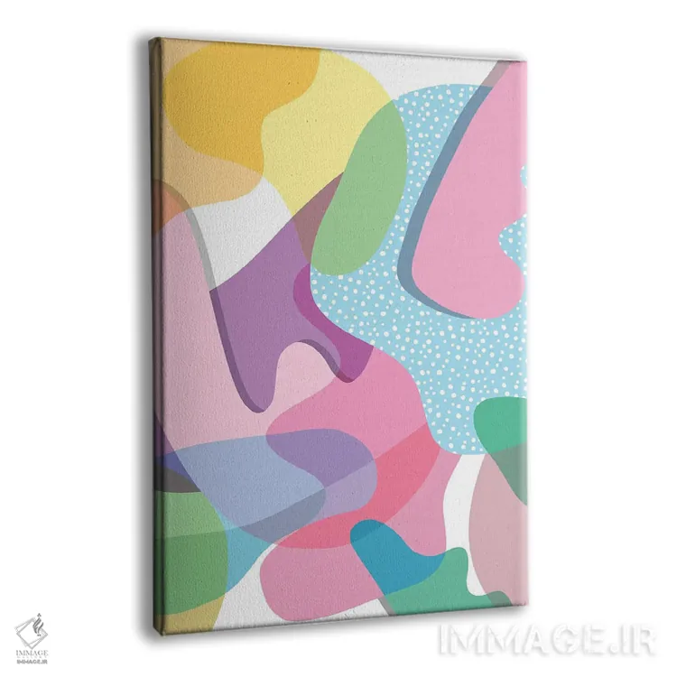 تابلو انتزاعی اشکال ارگانیک شاد و رنگی اثر نینولا دیزاین - نمای پرسپکتیو محصول