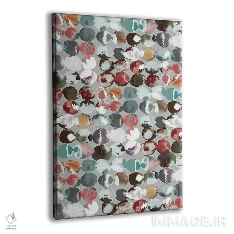 تابلو انتزاعی نقاط مرکبی سبز و خاکستری اثر نینولا دیزاین - نمای پرسپکتیو محصول