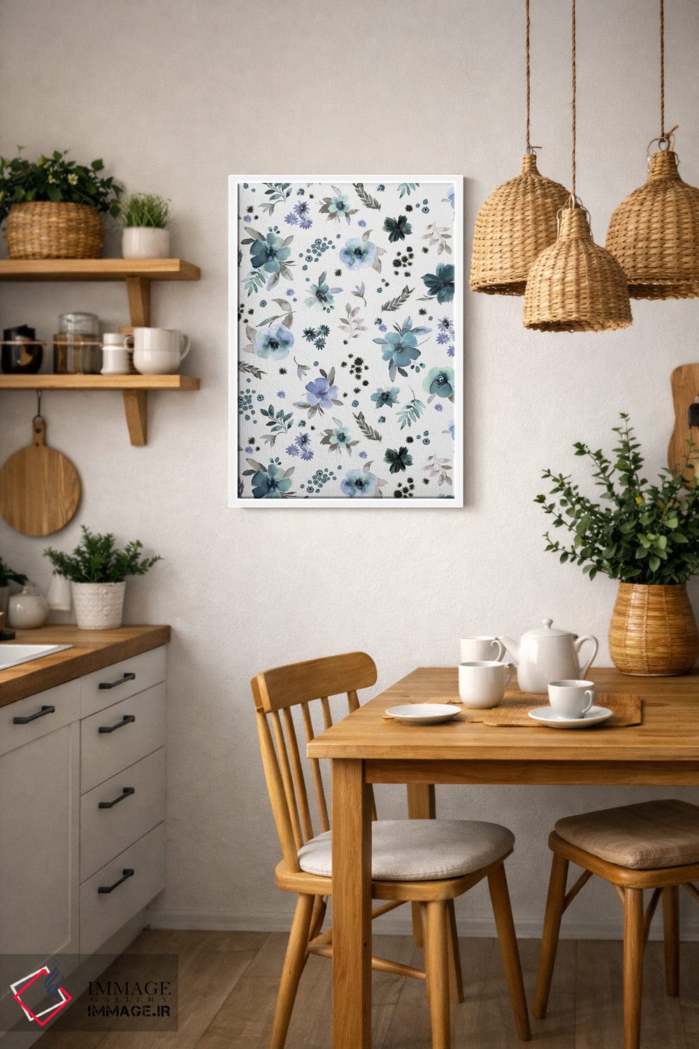 تابلو دکوراتیو گل های روستایی آبی مراقبت از روح اثر نینولا دیزاین - D3W