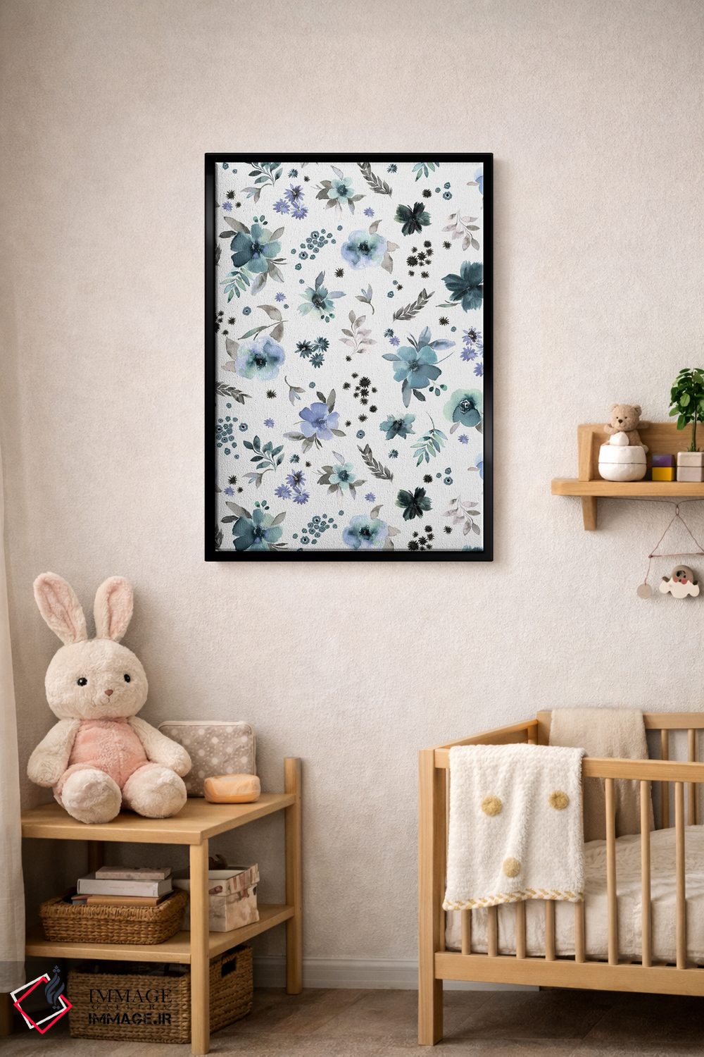 تابلو دکوراتیو گل های روستایی آبی مراقبت از روح اثر نینولا دیزاین - D4B