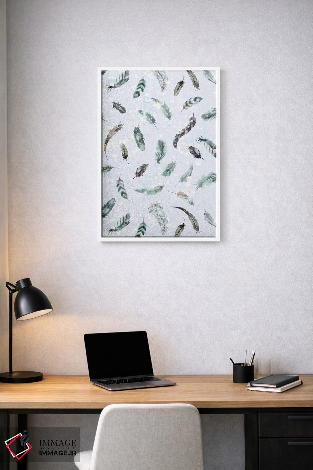 تابلو دکوراتیو پرهای لطیف بوهو آبی اثر نینولا دیزاین - D1W