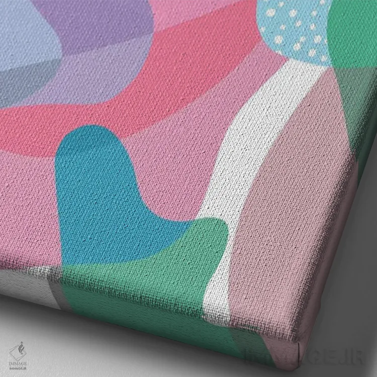 تابلو انتزاعی اشکال ارگانیک شاد و رنگی اثر نینولا دیزاین - نمای نزدیک بافت بوم