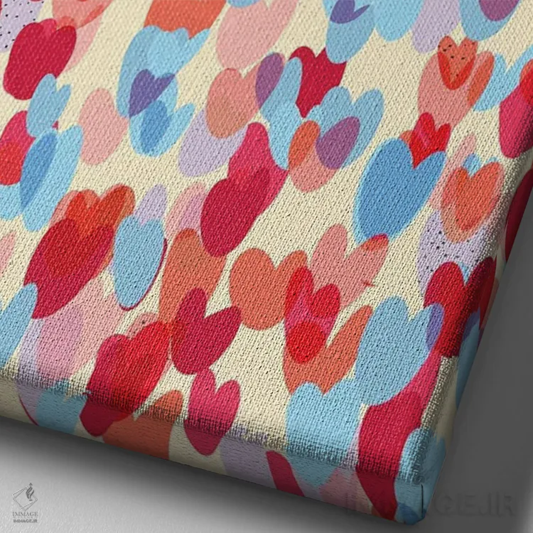 تابلو دکوراتیو قلب های همپوشان و عشق اثر نینولا دیزاین - نمای نزدیک بافت بوم