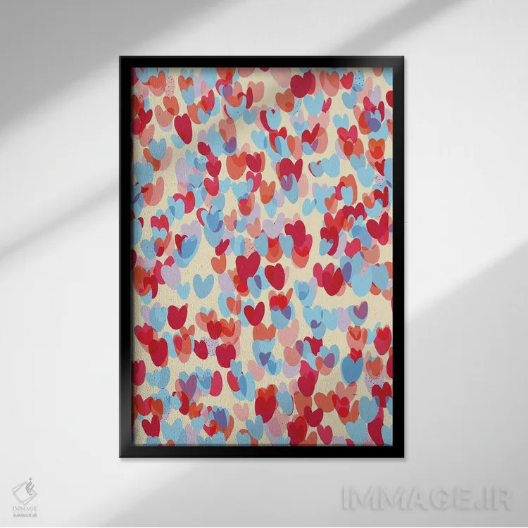 تابلو دکوراتیو قلب های همپوشان و عشق اثر نینولا دیزاین - نمای قابدار مشکی